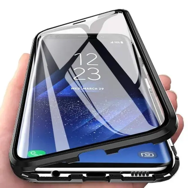 Metal Magnetic Bumper Phone Case For OPPO Reno 12 F 11F 10 Pro 5G 11Por Plus Double Sided Tempered Glass protection Back Cover