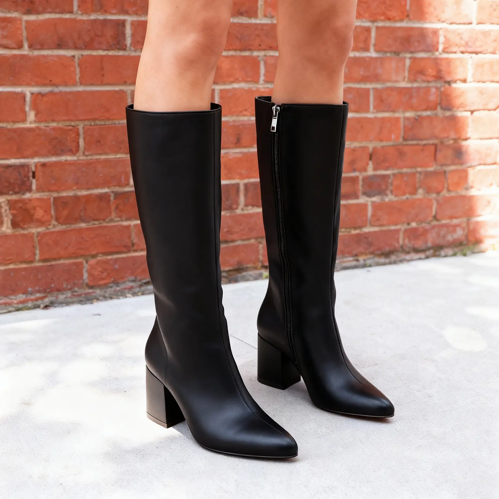 Women's Knee High Boots Wide Calf Pointed Toe 3-inch Chunky Block Heel Tall Long Boots with Side Zipper Girl Fashion Trendy  Comfortable Fall Winter Jumping Riding  Heeled Footwear Casual Dressy Shoes Botas for Daily Wear