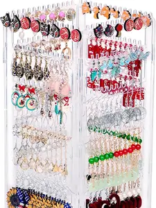 360 Rotating Earring Holder Organizer Stand,5 Tiers Acrylic Jewelry Organizers and Storage,Stud Earring Organizers and Storage,212 Holes and 212 Grooves