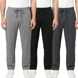 3-Piece Set Spring/Summer Men's Loose-Fit Draped Pants Drawstring Waistband Solid-Color Casual Pants Comfortable And Smooth Straight-Leg Pants Casual Style Men's Long Pants