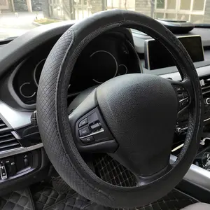 PU Leather Car Steering Wheel Cover Suitable For 38cm/15inch, Elastic Band Anti-Slip Protective Case, Auto Interior Accessories Decorations, Automotive