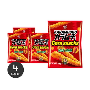 4 Pack KOIKEYA Karamucho Corn Chips Hot Chilli Flavor 2.3 oz - Japanese Spicy Potato Ring Snack