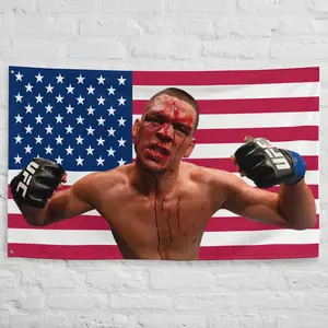 Nate Diaz American Flag - UFC Legend Combat Sport Tapestry Decor 40in*60in Tapestry Modern Stripe Design