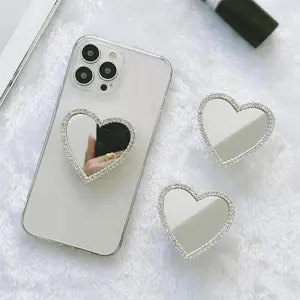 1Pcs Kawaii Adhesive Heart Diamond Design Mirror Junk Phone Case Ipadcase Decoration Charms Handcraft Diy Crafts