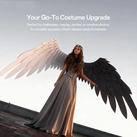 Women's Smooth Beige Lightweight Soft Foam Sturdy Wings & Glove Set Accessory Kit - All-Seasons Costume Accessory for Cosplay, Dramatic Vibe, Black Outfits