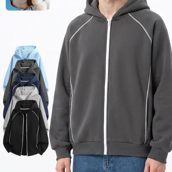 Men’s Medium Size Autumn-Winter Zip-Up Hooded Cardigan - Skin-Friendly, Breathable Material - Casual, Versatile for Daily Commuting, Outdoor Activities
