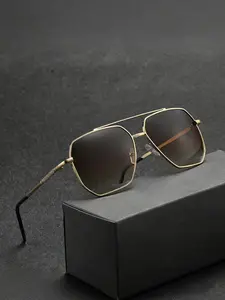 Men's Polygonal Geometric Irregular Small Frame Pilot Sunglasses, Casual Elegant Street Design, Perfect for Daily Wear