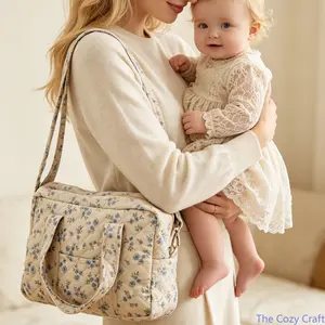 Quilted Casual Diaper Bag Mommy Tote | Lightweight Large Capacity Duffle Handbag Shoulder Bag Multi‑Purpose Baby Organizer for Short Trips Weekend Getaways Family Outings Daily Mom Essentials Storage