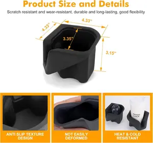 MAIKER Rear Cup Holder Coaster Compatible with 2018-2024 Jeep Wrangler JL JLU 4XE & 2020-2024 Gladiator JT 4 Door, Silicone Cup Holder Mat Pad Insert CupHolder Liner, for Jeep Owners