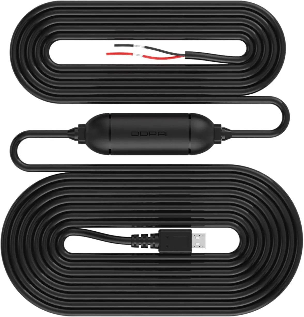 DDPAI MicroUSB Hardwire Kit, Compatible with Mini Pro, Can Step Down The Voltage from Car Fuse Boxes 12V-24V to 5V, Enabling 24 Hours Parking Monitor