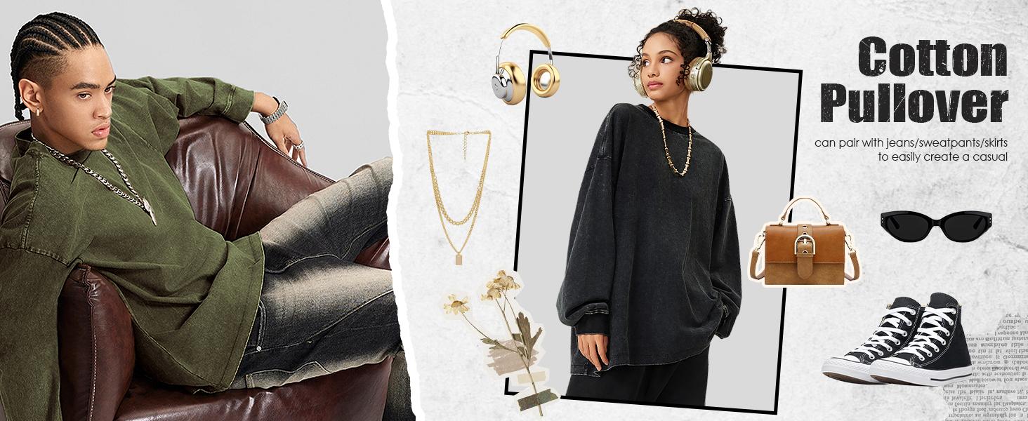 Arssm Unisex Oversized Long Sleeve T-Shirt – Vintage Acid Wash Baggy Cotton Tee for Streetwear, Casual Daily Wear & Layering Outfits Arssm Unisex Oversized Long Sleeve T-Shirt – Vintage Acid Wash Baggy Cotton Tee for Streetwear, Casual Daily Wear & Layering Outfits