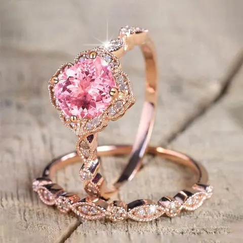 Artificial Zircon Rings Decorated Ring (2pcs/set), Zircon Embellished Rings, Stackable Engagement Ring, Elegant Everyday Ring Fashion Accessories for Women for Party, Daily Clothing Decor, Trendy Wedding Anniversary Party Jewelry Gift