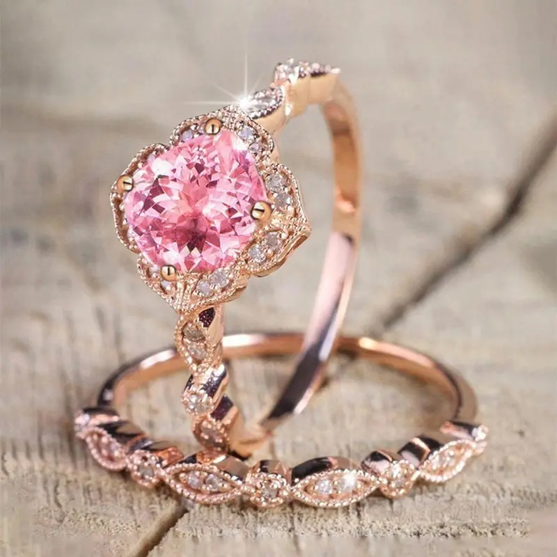 Artificial Zircon Rings Decorated Ring (2pcs/set), Zircon Embellished Rings, Stackable Engagement Ring, Elegant Everyday Ring Fashion Accessories for Women for Party, Daily Clothing Decor, Trendy Wedding Anniversary Party Jewelry Gift