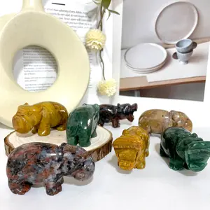 2 Counts Different Maerail Hippopotamus Crystal Yellow Jasper Green Aventurine Red Obsidian From IG Crystal
