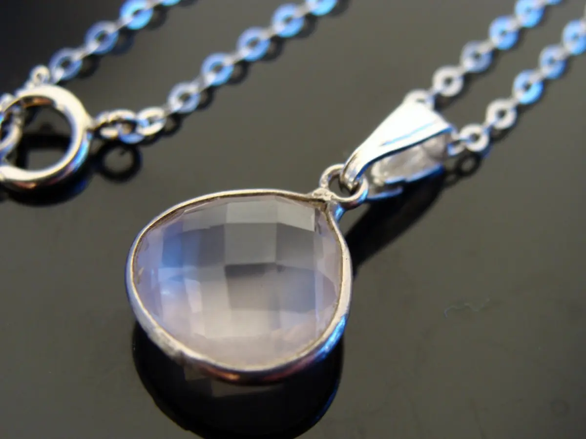 Rose Quartz Pendant Necklace · Bezel Set Stone · 925 Sterling Silver · Dainty Pink Jewelry