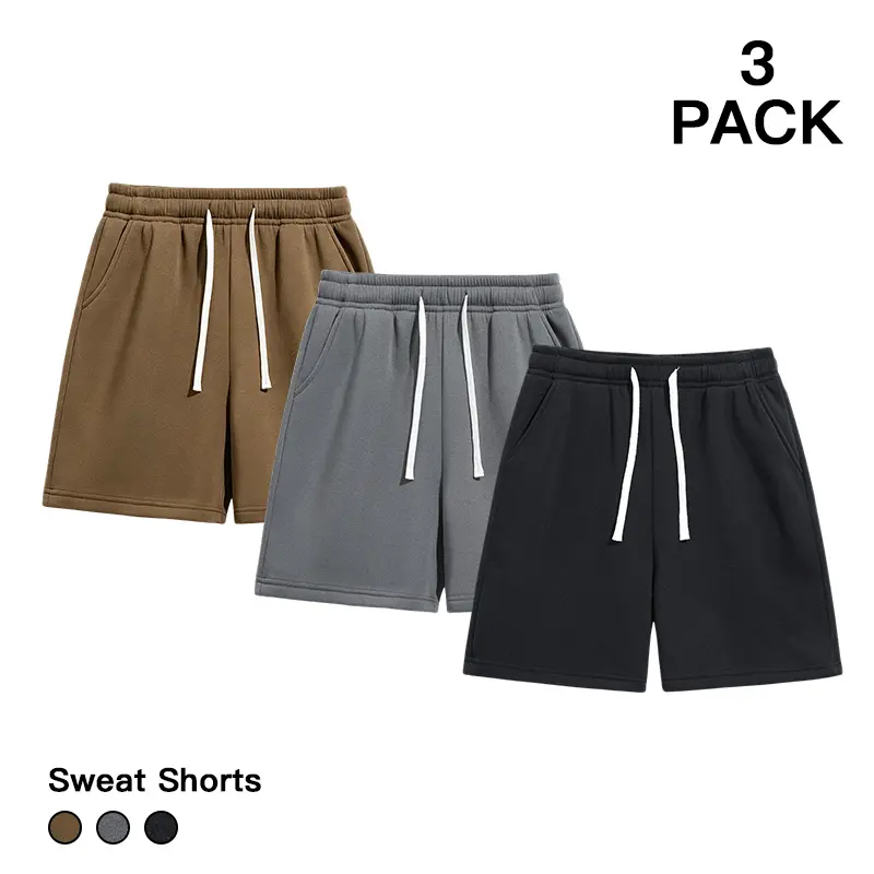 Oversized Loose Sweat Shorts 3 Pack Men Drawstring Pocket Shorts Summer Outdoor Jogging Streetwear Bottoms