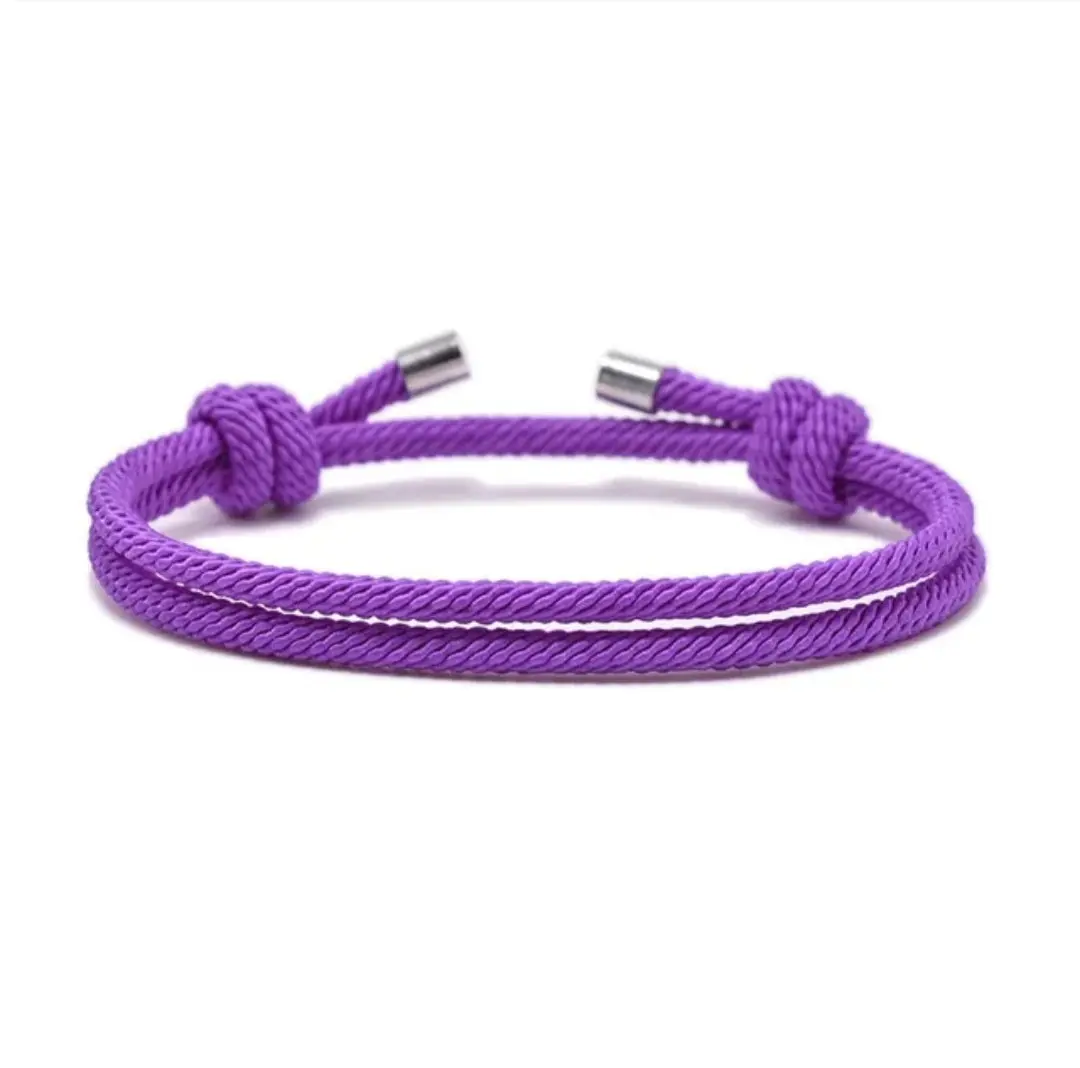 nooo Unisex Pink Thread Fabric Adjustable Strap Bracelets - 2-Piece Pair Set, Casual Elegant Costume Jewelry Accessory for Daily Wear