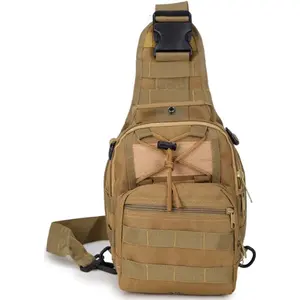 Small outdoor tactical messenger bag for men and women, durable oxford cloth, casual sports fitness bag, fashionable retro chest bag, hiking, fishing camping bag, daily commuting shoulder backpack