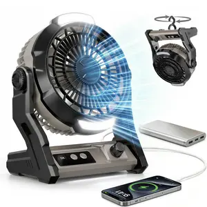 Camping Fan Rechargeable, 10000mAh Battery, 100-Speed Adjustable, 3-in-1 Desk & Hanging Fan
