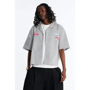 Cropped Pit Crew Mechanic Shirt - Black