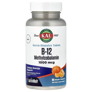 KAL B-12  Methylcobalamin, Natural Tangerine, 1,000 mcg, 90 Micro Tablets