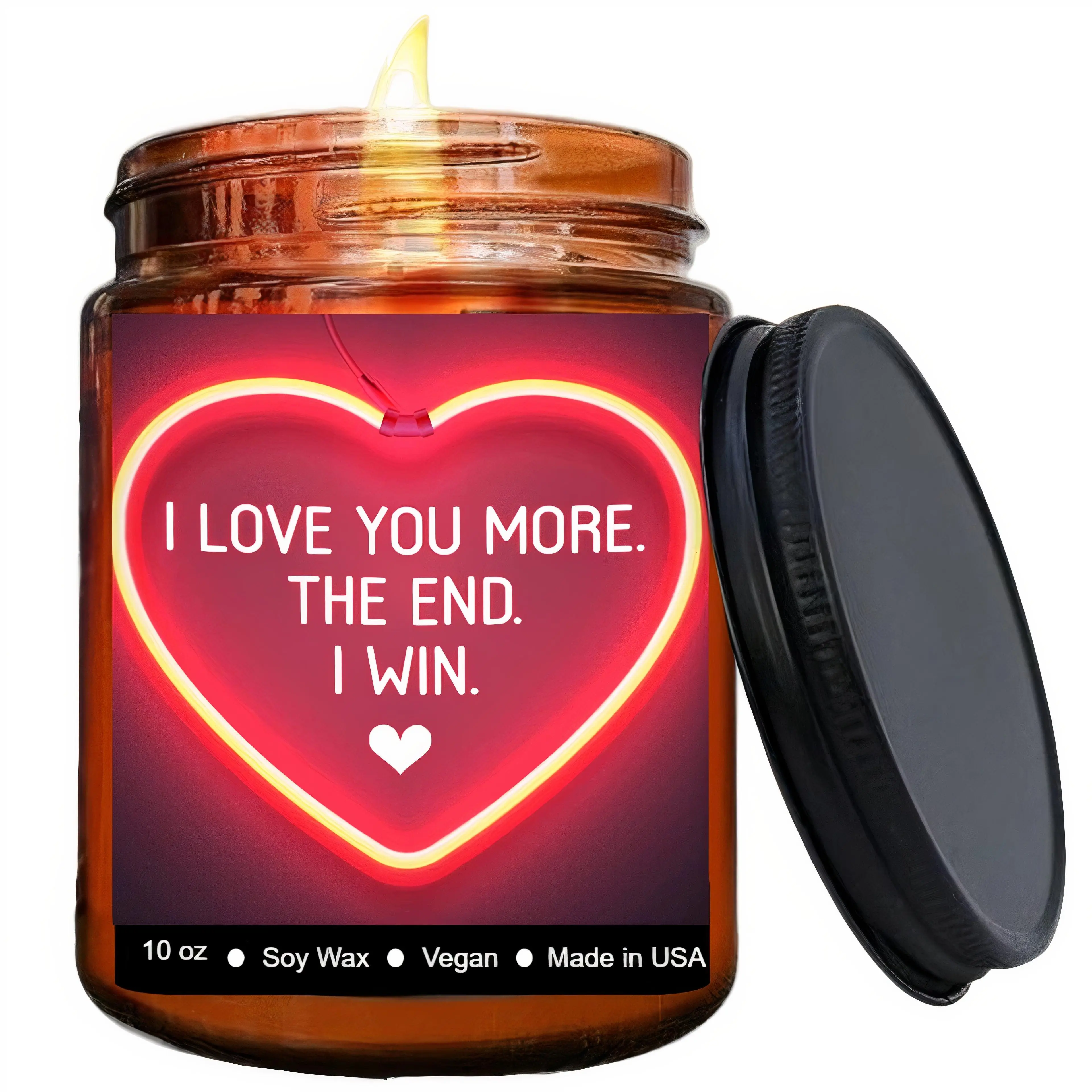 LOVERY "I Love You More In The End I Win" Candle - 10oz Lavender Scented Soy Wax Candle Decor Floral