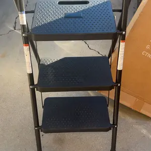 Step Ladder, Foldable Stool with Wide Pedal, Cushioned Handle, 800lbs Capacity for Home Kitchen and Outdoor, Black