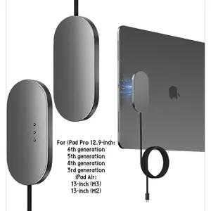 Magnetic Wireless Charger for ipad pro 12.9inch(3rd/4th/5th/6th) & Air 13 (M2/M3) ONLY, 18W Fast Charging Smart Connector Charger, Aluminum Alloy Wireless Charging Pad with USB-C Cord Cable Tablet Computer Electronic