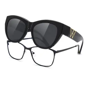 Meeloog Over Glasses Sunglasses for Women Polarized Trendy Cateye Shades Go Over Glass Women UV400 Protection ST0069