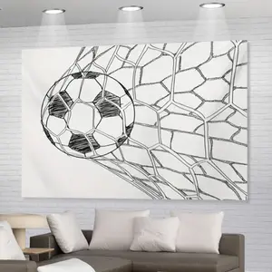 Summervibes 1PC Polyester Reusable 2D Flat Creative Soccer Net Door Banner - Party Decorations Banners, Wall Hanging Backdrop for Birthday Parties, Home Supply for Bedroom Living Room