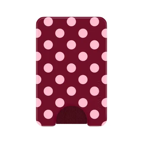 Velvet Caviar Women's Magnet-Powered Raspberry Polka Dot MagSafe Phone Wallet Purse, Polycarbonate Slim and Concealed Magnetic Closure, Casual Trendy Fashionable Women's Wallet