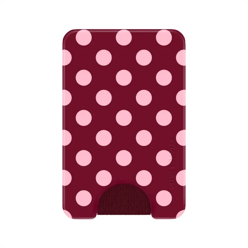 Velvet Caviar Women's Magnet-Powered Raspberry Polka Dot MagSafe Phone Wallet Purse, Polycarbonate Slim and Concealed Magnetic Closure, Casual Trendy Fashionable Women's Wallet