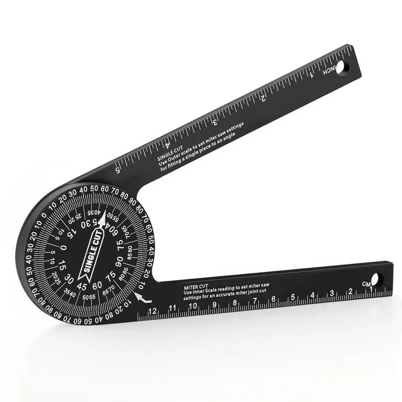 7-Inch Miter Saw Protractor, Rust-Proof Angle Finder, Precision Laser-Engraved Scales, Professional Measuring Ruler for Carpentry, Measuring Tool