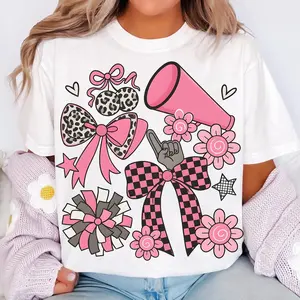 Comfort Colors Preppy Cheerleader Coquette tshirt, Pink Cheer Mom t-shirt, Cheer Season gift, Cute Bow Cheerleading tee, Team Spirit shirt, tshirt hot trend tiktok 2025, Comfort tshirt, Menswear Top, women top