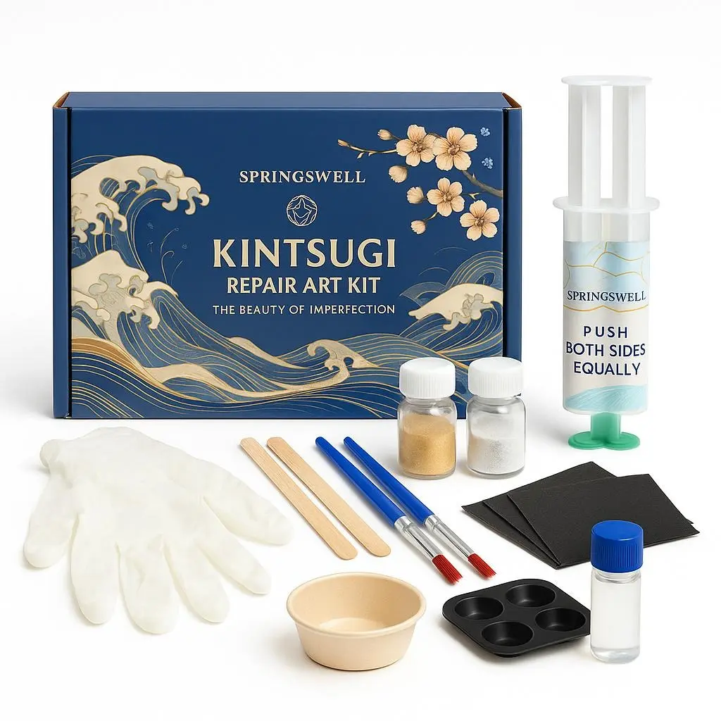 Kintsugi Repair Kit - Authentic Japanese Gold Repair for Pottery and Ceramics | Complete Epoxy Resin Art Kit for Elegant Restoration | Art for Kintsugi Pottery and Gold Repair