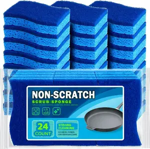 Non Scratch Scrub Sponge, 24Count, Sponges for Dishes, Sponges Kitchen, Cleaning Sponge, Cleans Fast Without Scratching, Stands Up to Stuck-on Grime, Cleaning Power for Everyday Jobs Household Pad Absorbent Organiser Set Soap Wall