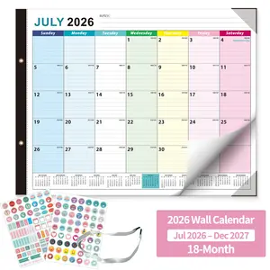 Large desktop calendar 2026–2027 — 18-month desktop calendar, dimensions 22 × 17, date range from July 2026 to December 2027; academic desktop calendar with corner protection design, includes stickers, suitable for office, school, and home (color).