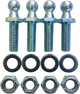 (4 Pack) 10mm Ball Studs with Hardware - 5/16-18 Thread x 1" Long Shank - Gas Lift Support Strut Fitting