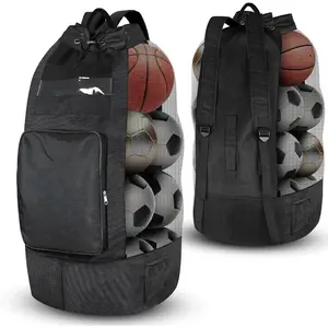 Soccer Ball Bag,Large Mesh Ball Bag Sports Equipment Net Bag With Drawstring Closure Shoulder Strap and Oversized Front Pocket Storage Basketball,Volleyball,Football Accessories