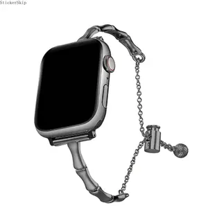 2026NEW Rose Gold Bamboo Link Apple Watch Band - Adjustable Chain Bracelet Strap for Women, Fits iWatch Series 10 9 8 7 6 SE Ultra, Elegant Jewelry Wristband for Office & Dinner Nights