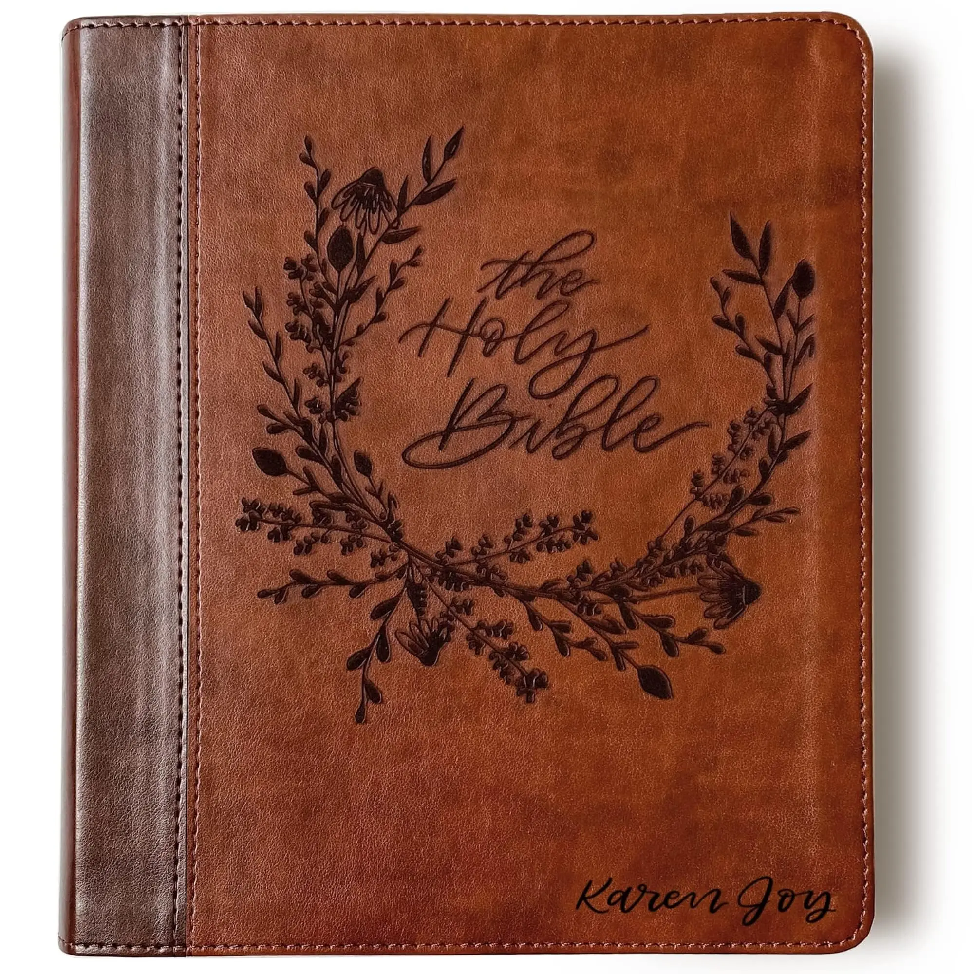 Personalized ESV Journaling Study Bible - Brown - Holy Bible in Wreath - Hand Lettered and Engraved Personalized ESV Journaling Study Bible - Brown - Holy Bible in Wreath - Hand Lettered and Engraved