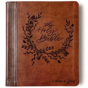 Personalized ESV Journaling Study Bible - Brown - Holy Bible in Wreath - Hand Lettered and Engraved