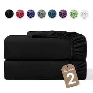 Lux Decor 2 Pack Fitted Sheets – Ultra Soft Microfiber, Deep Pocket 16”, Wrinkle-Free, Fade & Shrinkage Resistant, Breathable – Available in 10 Colors