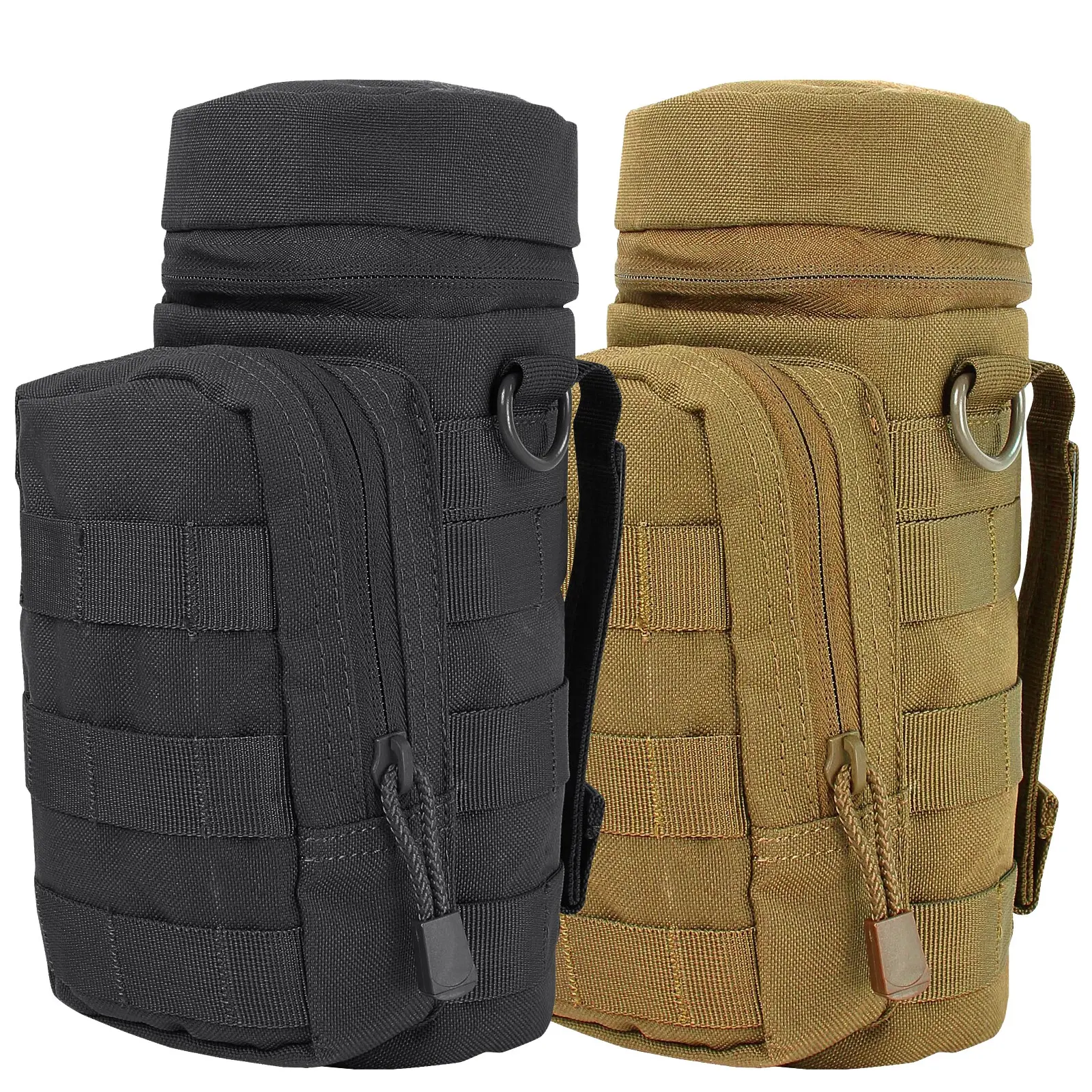 Molle Water Bottle Holder, Tactical Water Bottle Pouches for Backpack with D-Ring Hook
