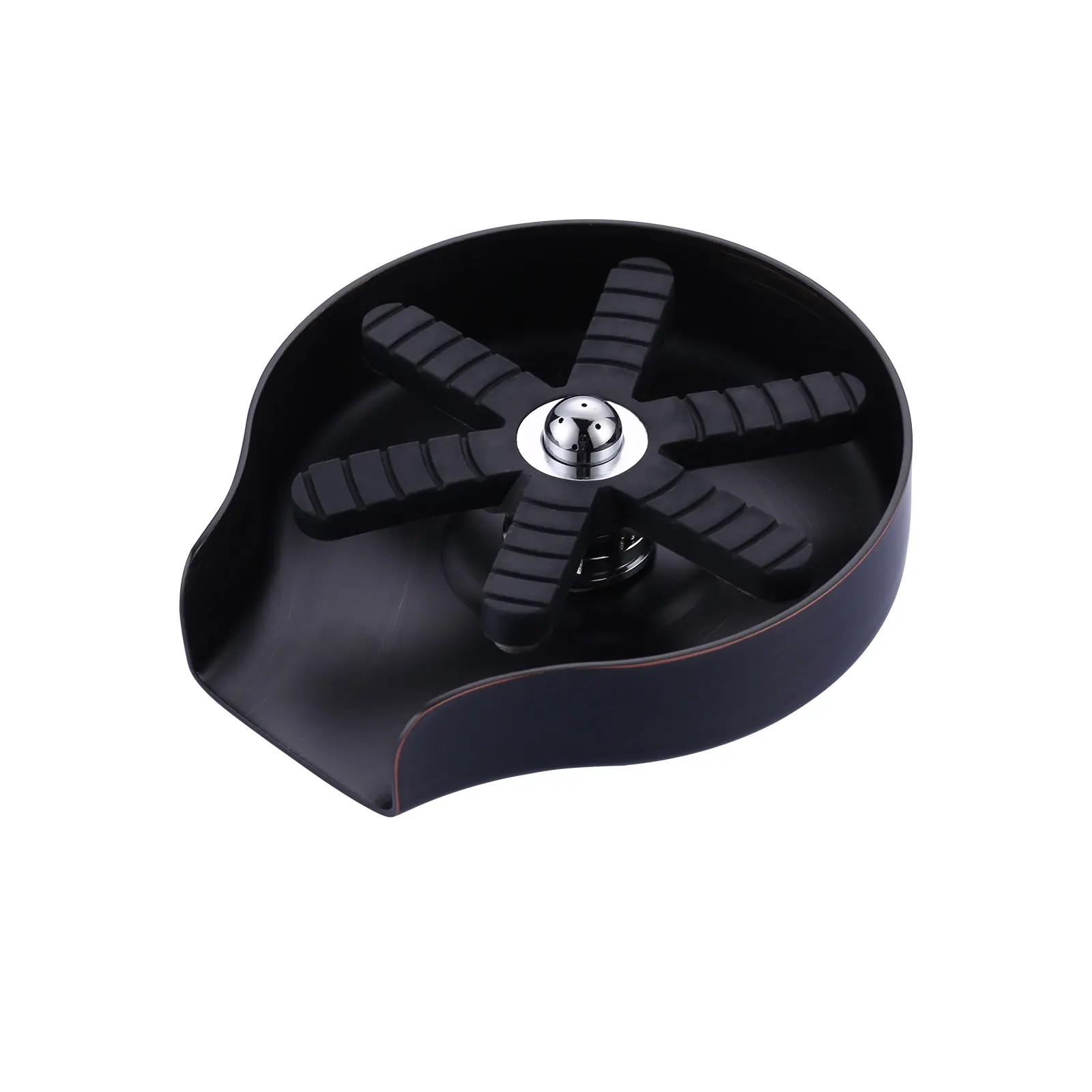 WOWOW Oil Rubbed Bronze Electroplated Copper Stainless Steel Kitchen Glass Rinser - Automatic High-Pressure Water Flow Sink Cup Cleaner with Side Cleaning, 1-3.8 in. Opening, Ideal for Commercial Bars