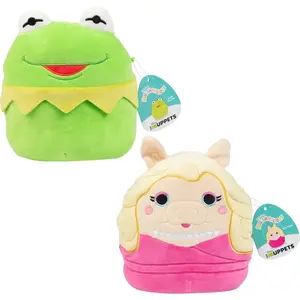 Squishmallows Original 8-Inch Kermit & Miss Piggy Set - The Muppets - Official Jazwares Plush - Collectible Soft & Squishy Stuffed Animal Toy - Easter Basket Stuffer Gift for Kids, Girls & Boys