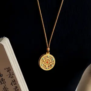 Golden Eight Treasures Compass Pendant Golden Peacock Pendant Imitation Jade and Gold Mother's Day Father's Day Gift Box Packaging High Cost Performance Exquisite mother