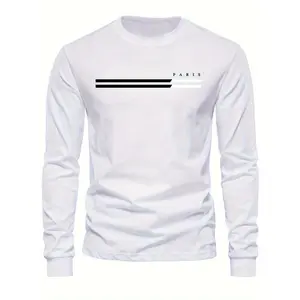 LHeuristic Men's Sports Long Sleeve Crew Neck T-Shirts - Polyester Blend, Medium Stretch Knit Fabric, Alphabet Print, Regular Fit for Outdoor Activities, Fall/Winter Season - For Men - Perfect for Hiking, Running & Sports - Ideal Gift for Sports Enthusias