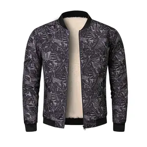 TJL Men's Graphic Leaf Print Fleece Lined Jacket Medium Size Streetwear Hooded Zip-Up Winter Warmth & Style 100% Polyester Casual Black