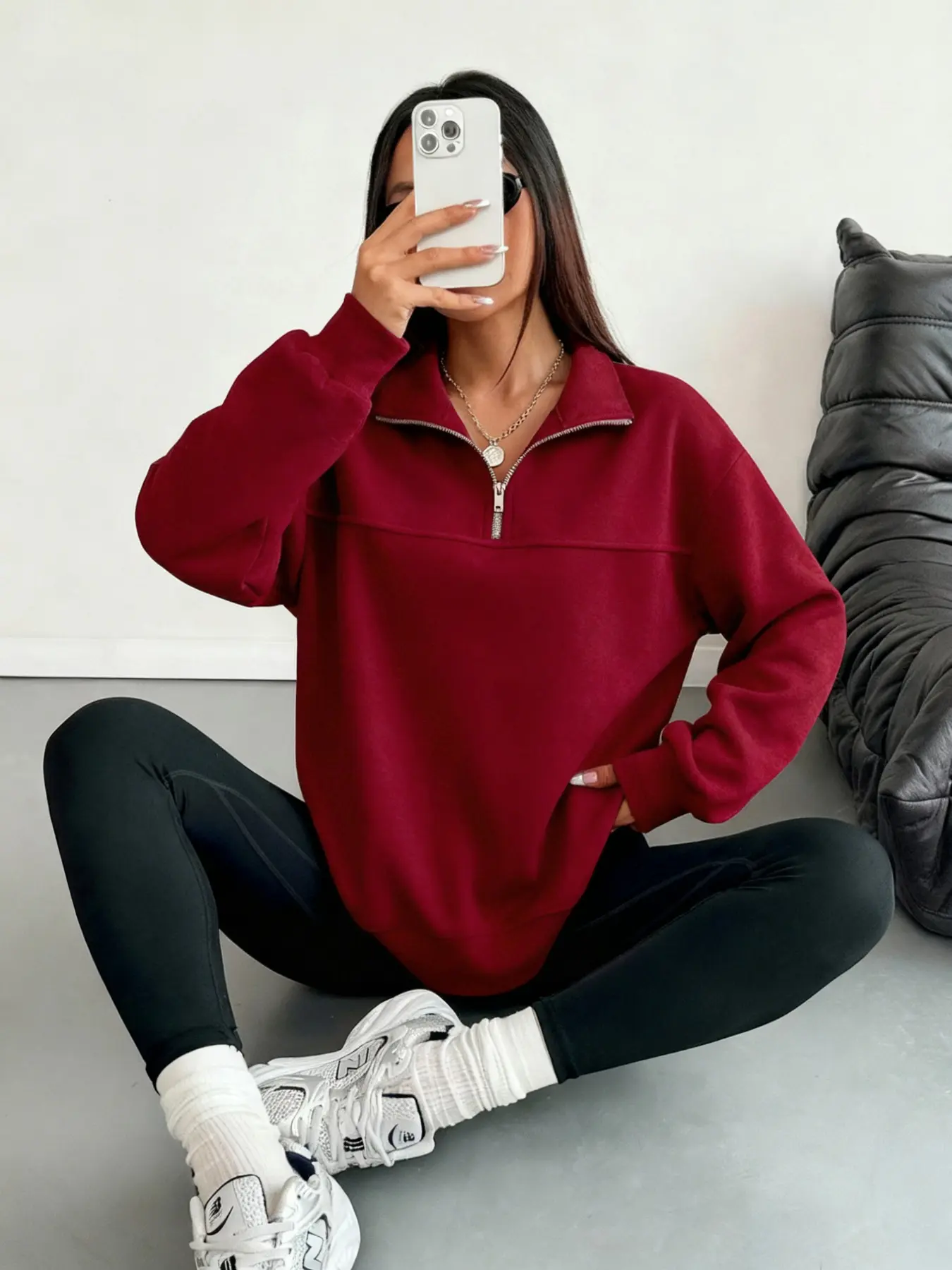 Women's Loose Zipper Pullover Sweater, Back to School Clothing, Graduation Teacher, Casual Daily Wear, Fall & Winter Fashion